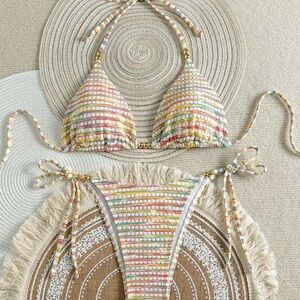 Colorful Striped Bikini Set